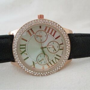Elegant Rose Gold and Black Women's Watch